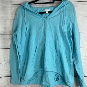 J. Jill Light Blue Hoodie Sweatshirt